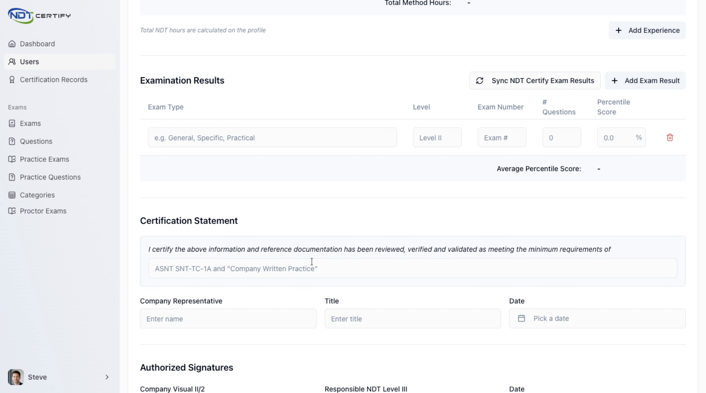 Screenshot: Complete Certification Statement and Sign