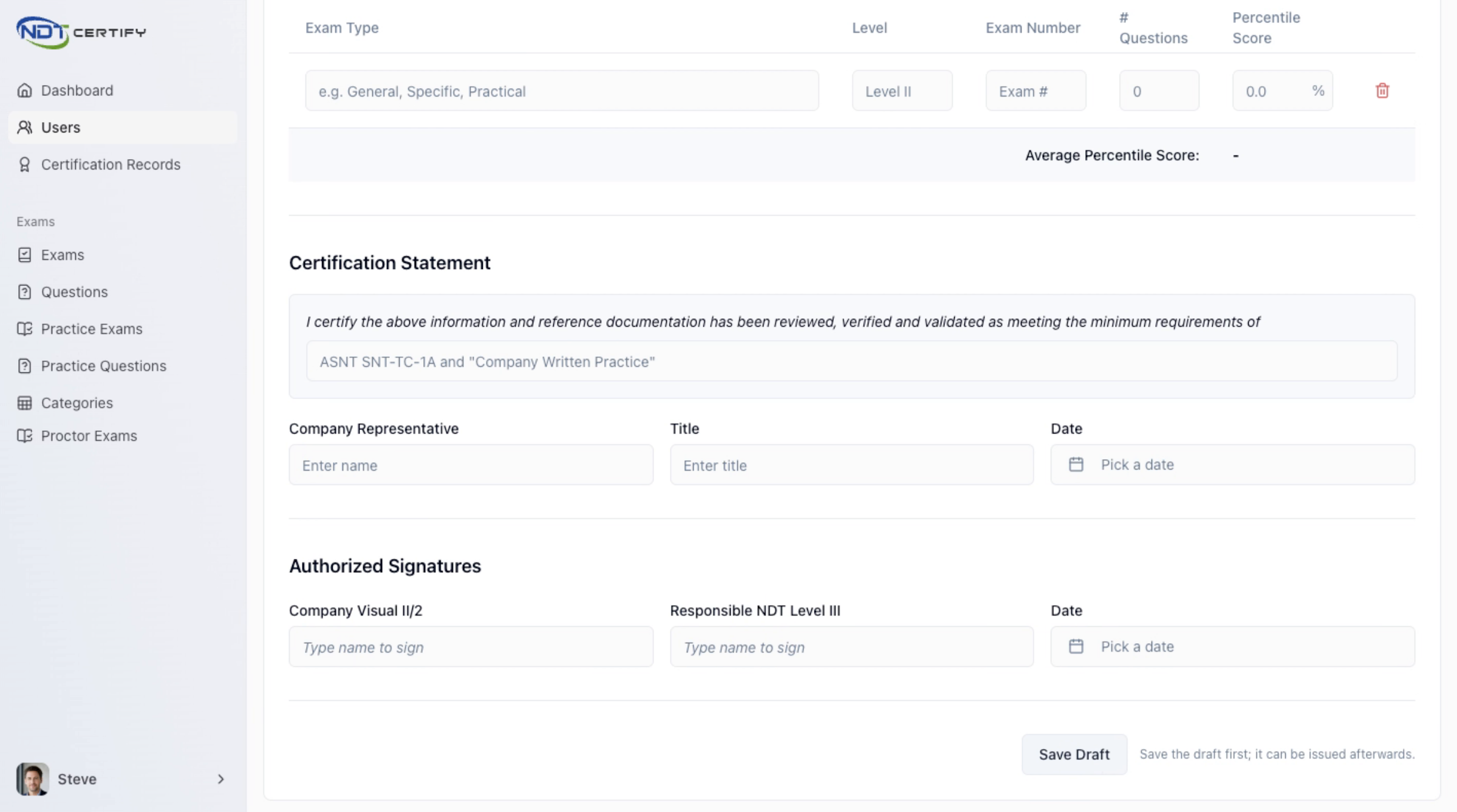Screenshot: Review and Issue Certification