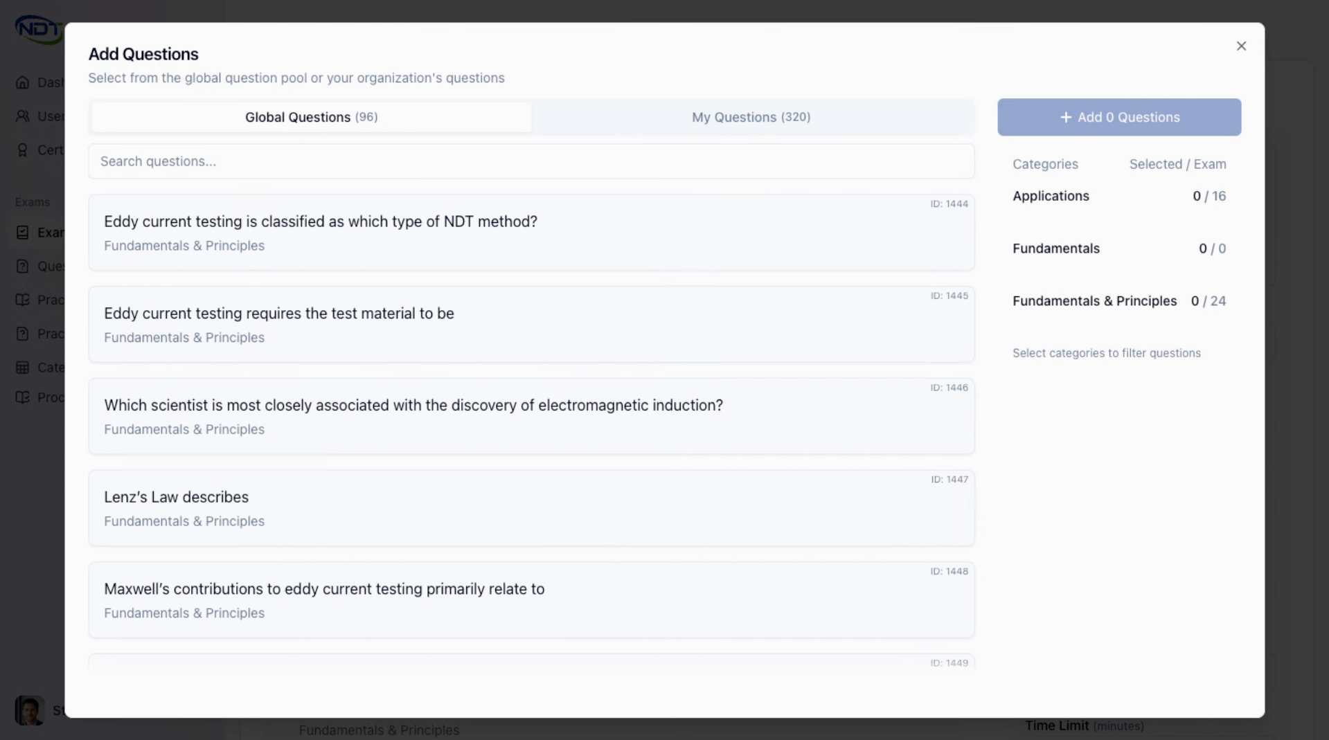 Screenshot: Understand Question Pool Structure