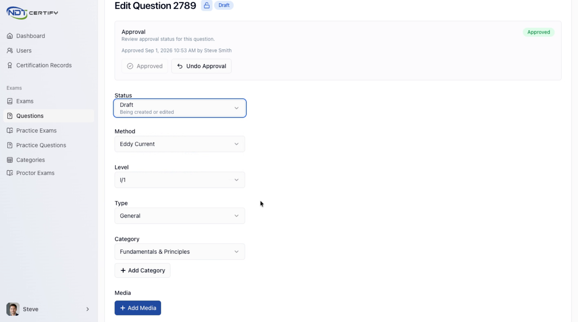 Screenshot: Save and Preview Exam